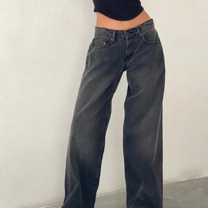 Motel Rocks Black Wide-Leg Jeans